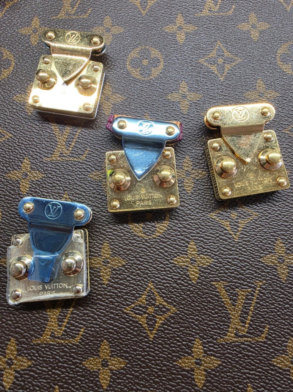 Louis Vuitton Gold Lock Hardware Clasps with Blue Protective Film